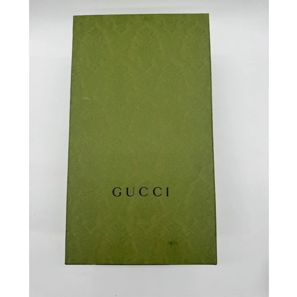 Gucci Green Damask Empty Shoe Box with Tissue and Card 14.5x8x5.5 Luxury Storage